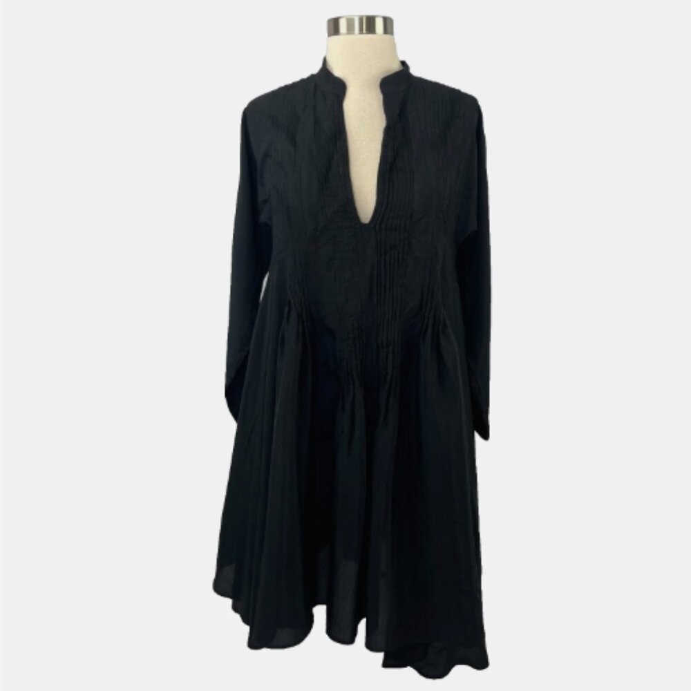 Aoyama Itchome Anthropologie Black Tuxedo Dress Asymmetrical 100% Viscose - Picture 3 of 11